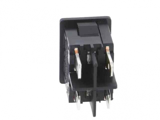 Schakelaar rocker snap-in aan/uit rechthoekig zwart (0/1) DPST 16A/250V 